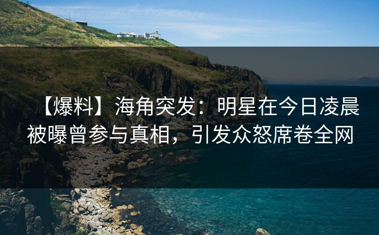 【爆料】海角突发：明星在今日凌晨被曝曾参与真相，引发众怒席卷全网