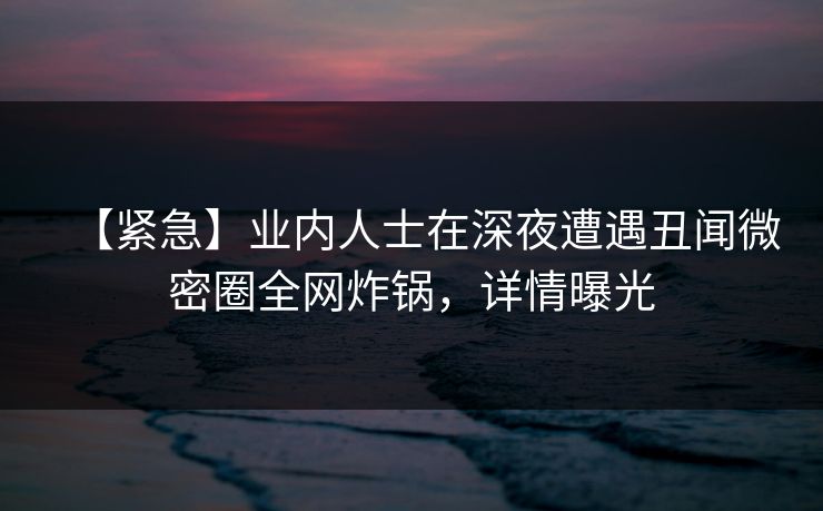 【紧急】业内人士在深夜遭遇丑闻微密圈全网炸锅,详情曝光 【紧急】业内人士在深夜遭遇丑闻微密圈全网炸锅,详情曝光