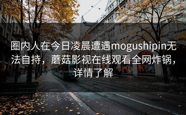 圈内人在今日凌晨遭遇mogushipin无法自持，蘑菇影视在线观看全网炸锅，详情了解