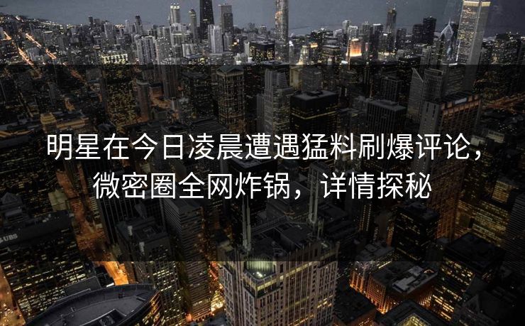 明星在今日凌晨遭遇猛料刷爆评论，微密圈全网炸锅，详情探秘