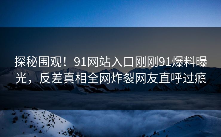 探秘围观！91网站入口刚刚91爆料曝光，反差真相全网炸裂网友直呼过瘾