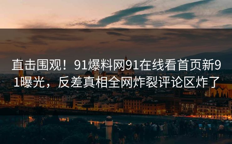 直击围观！91爆料网91在线看首页新91曝光，反差真相全网炸裂评论区炸了
