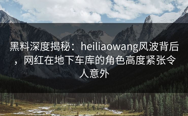 黑料深度揭秘:heiliaowang风波背后,网红在地下车库的角色高度紧张令人意外 黑料深度揭秘:heiliaowang风波背后,网红在地下车库的角色高度紧张令人意外